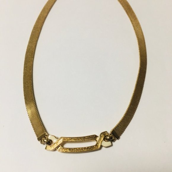 Vintage Christian Dior Germany Gold Tone Mesh Choker Necklace - Picture 6 of 11